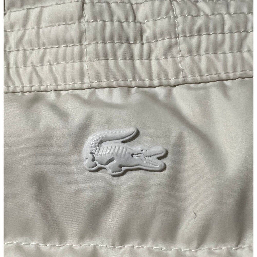 Lacoste Jacket Women's 38 Beige Quilted Puffer Full Zip and Button Stand Collar